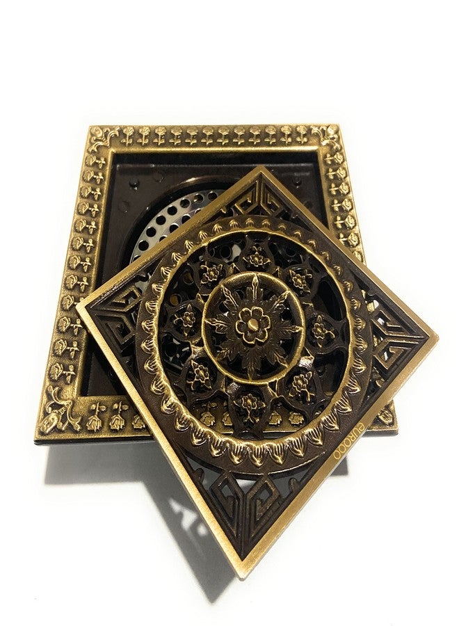إينارت مصرف أرضي من النحاس العتيق من إن آرت، بلمسة نهائية برونزية، سهل التنظيف، مصيدة صراصير مضادة للروائح الكريهة للحمام والمطبخ، متين، يناسب أنابيب 4 بوصة (عتيق 8) - Image 4